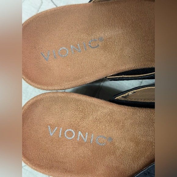 NEW Vionic Letitia Slide Sandal Sz 6.5 Black Adjustable Cork Sole - Picture 3 of 8